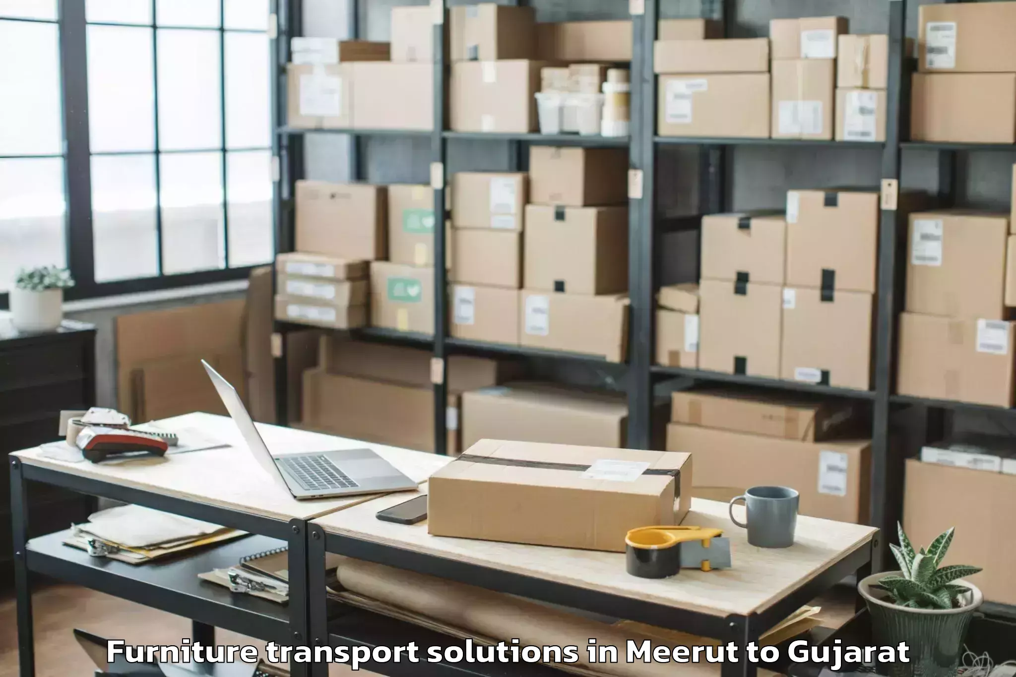 Hassle-Free Meerut to Wankaner Furniture Transport Solutions